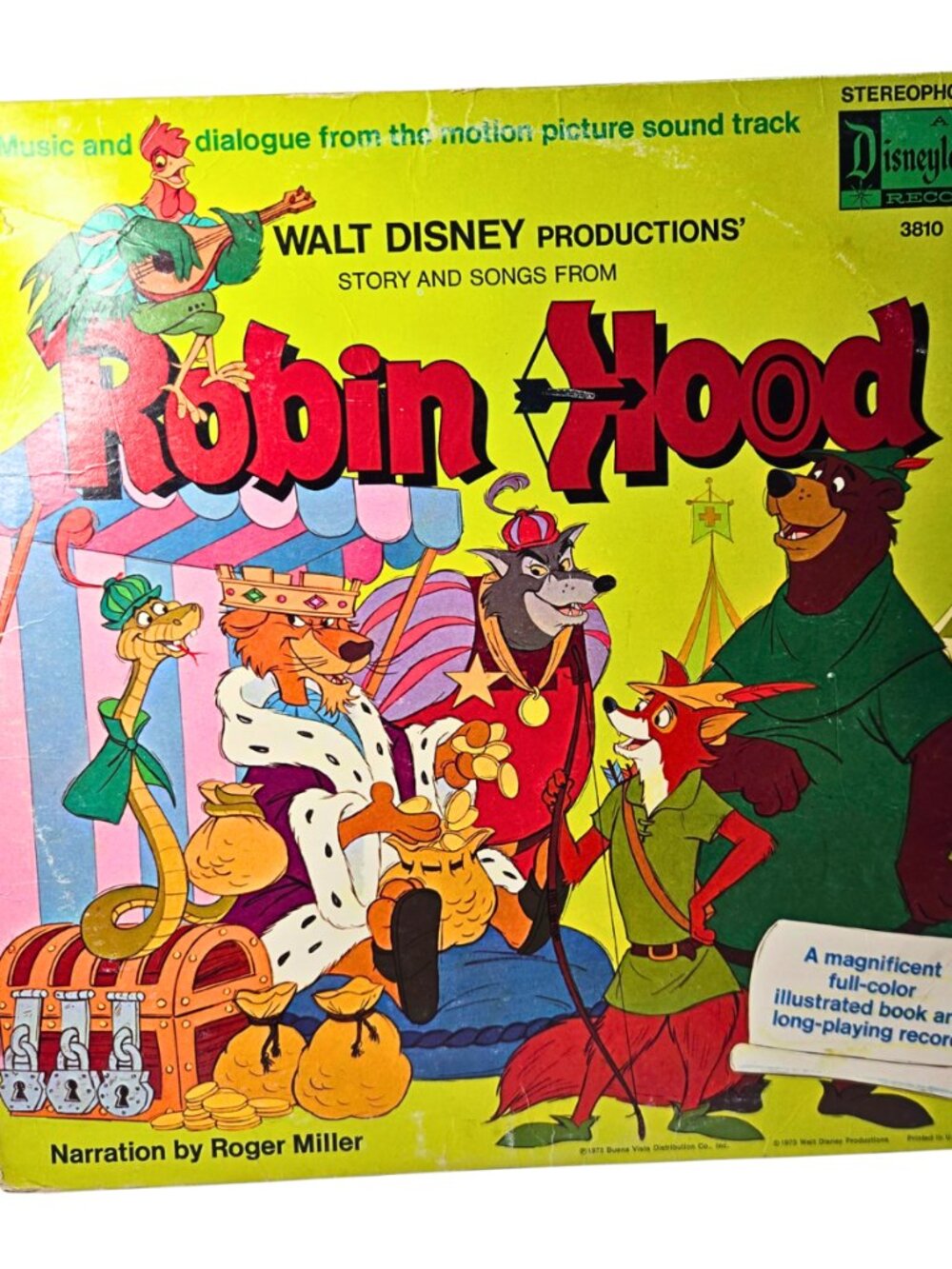 Walt Disney Robin Hood Story & Songs DISNEYLAND LP 1973 w/ BOOK 3810